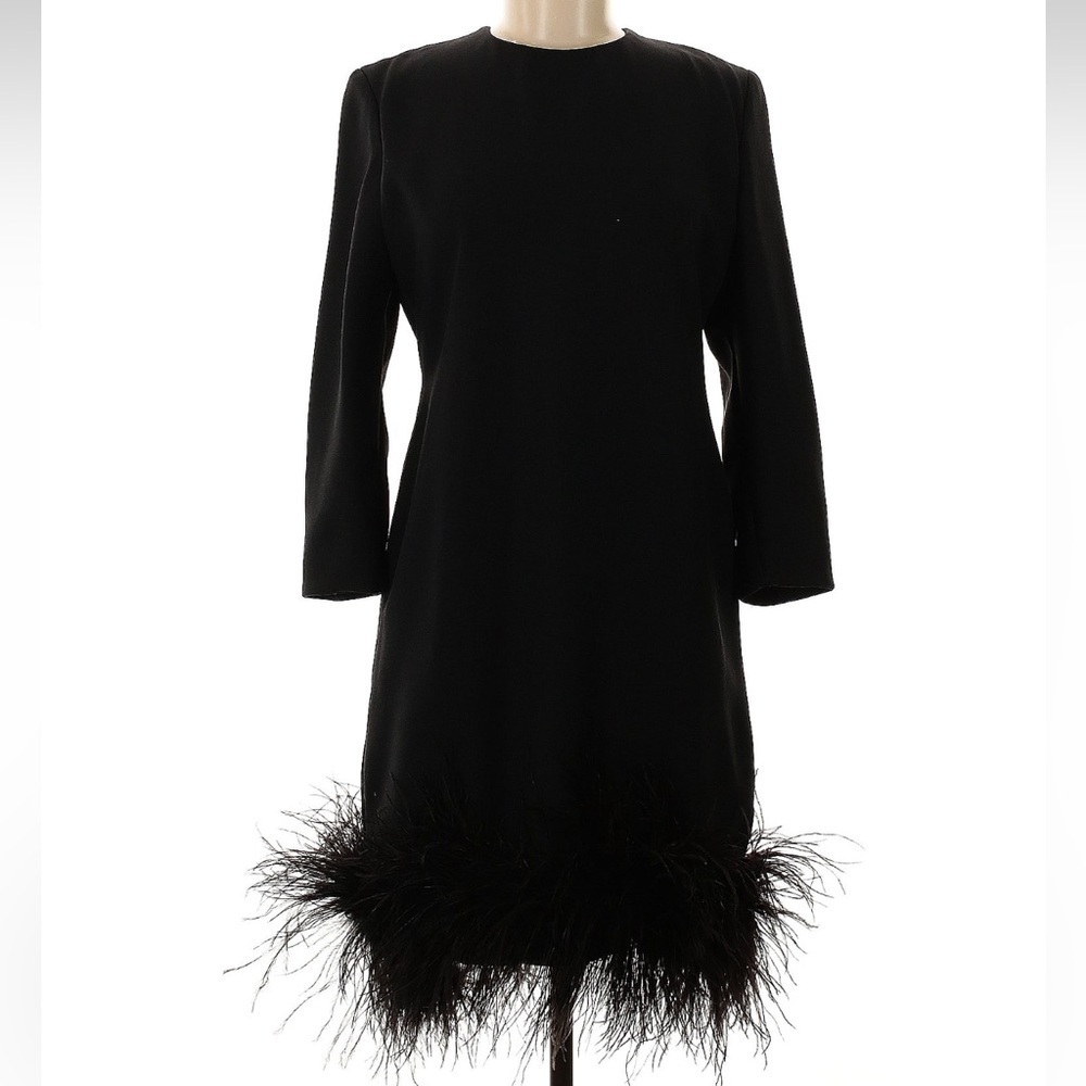 Victor Costa Feather Hem Cocktail Wedding Party Dress - Picture 3 of 6